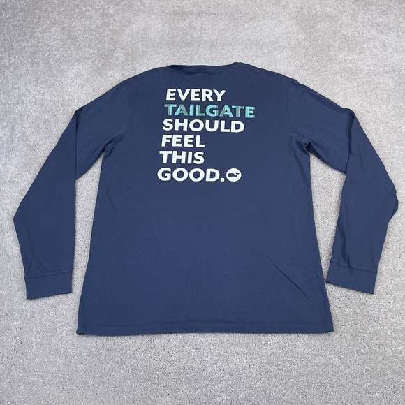 Vineyard Vines Shirt Mens Medium Blue Whale Logo Football Tailgate Preppy‎ - Picture 4 of 9